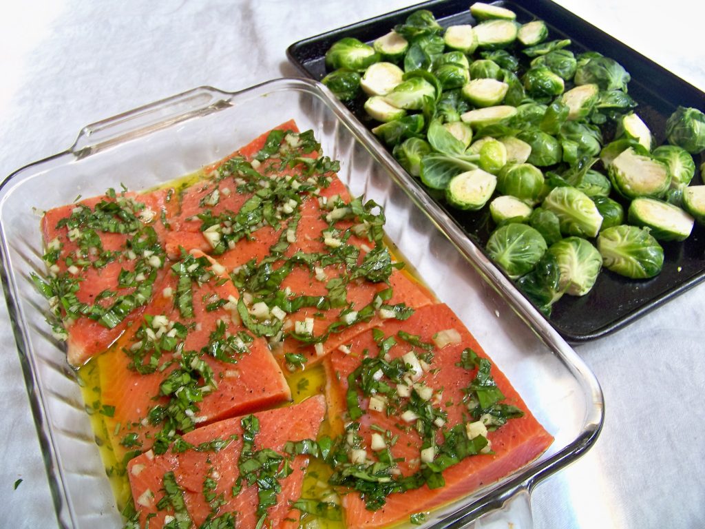 Garlic & Herb Wild Salmon with Roasted Brussels Sprouts