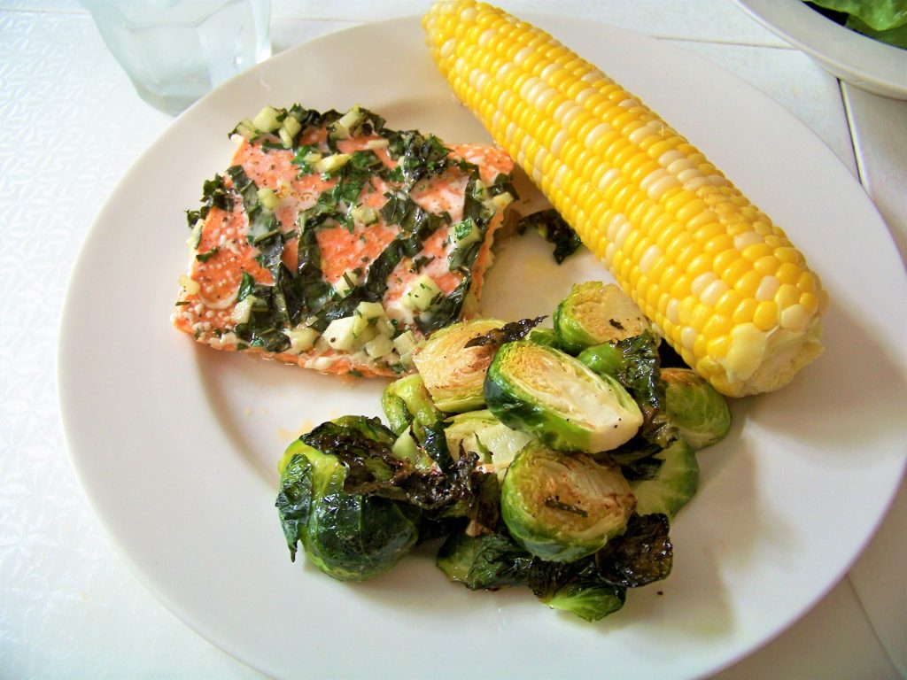 Garlic & Herb Wild Salmon with Roasted Brussels Sprouts